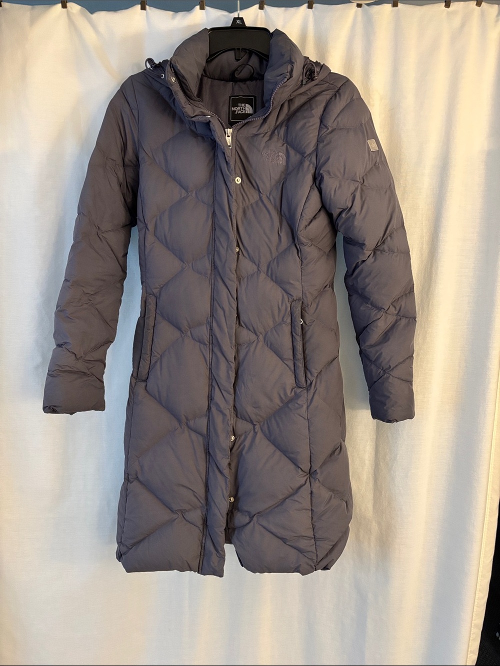 The North Face Women's Long Puffer Coat in Slate Gray